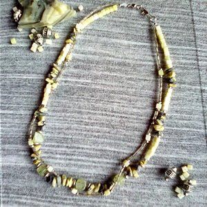 Women's Necklace -Beautiful Soft Jade Natural Stones 20 inches long